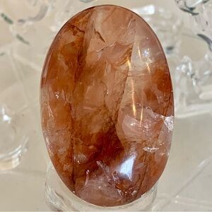 2" RED FIRE QUARTZ Hematoid Crystal Polished Palm Stone Rainbows Madagascar 52g